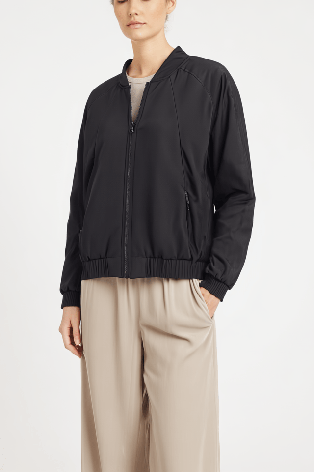 The Abby | Recycled &amp; Reversible Bomber | Black / Ecru - Cotes of London