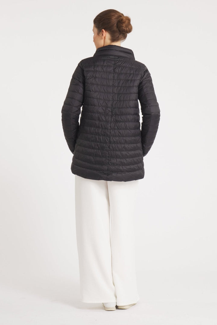 The Knightsbridge | Lightweight 2 in 1 Reversible Down Coat | Matte Black / Taupe - Cotes of London